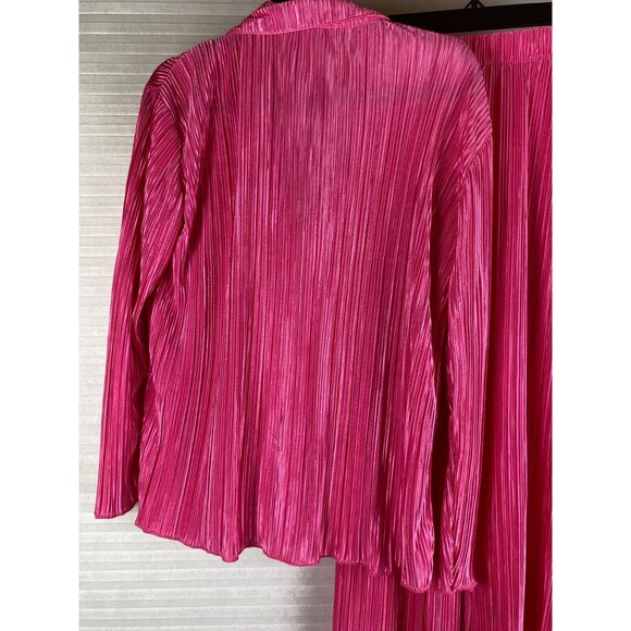 Fashion Nova 2pc Pants Top Sz S Pink Ribbed Long Sleeve Button Down V-Neck Sheer - Picture 8 of 16